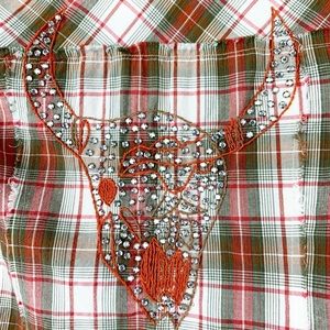 Miss Me Western Plaid Pearl Button Shirt Bling